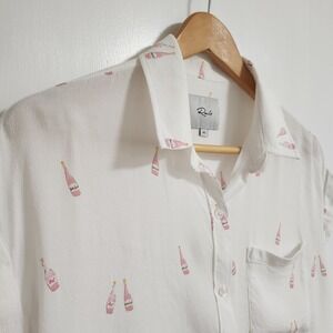 Rails Whitney Button Up‎ Champagne Bottle Blouse In Rose